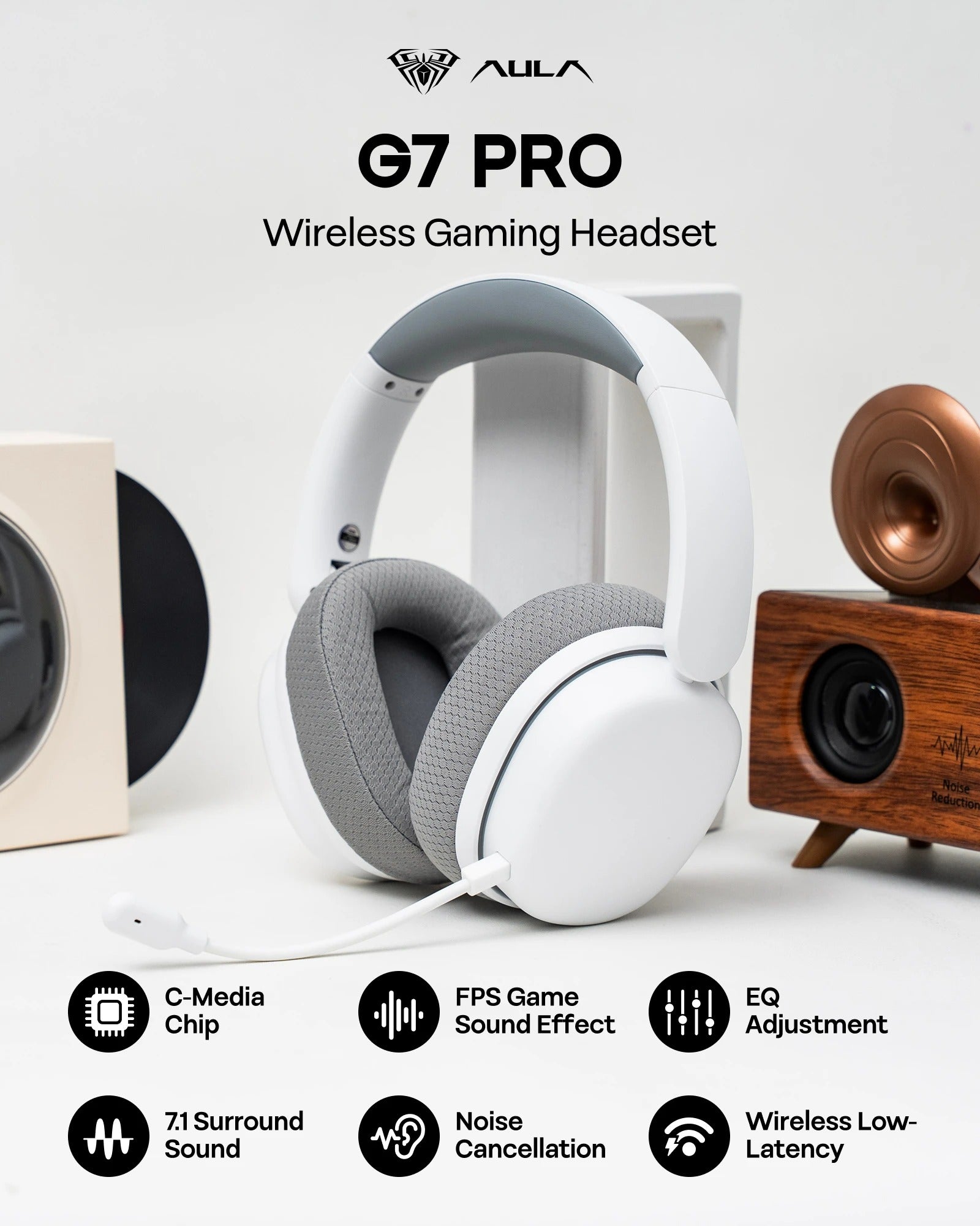 AULA G7 Pro Wired/Bluetooth/2.4GHz Wireless Gaming Headphone